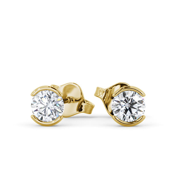 Women's Stud Bezel Set Earrings Certified 1.00 CT VS/SI Lab Grown Diamond 925 Sterling Silver With Vermeil Gold